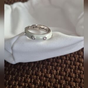 CZ925 “Hopeful” White Enamel Crystal Band Ring Sz 7 Sterling Silver